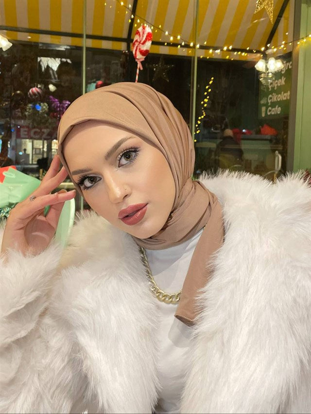 Sayra Shawl Açık Karamel Hazır Şal  SYR002