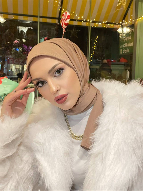 Sayra Shawl Açık Karamel Hazır Şal  SYR002