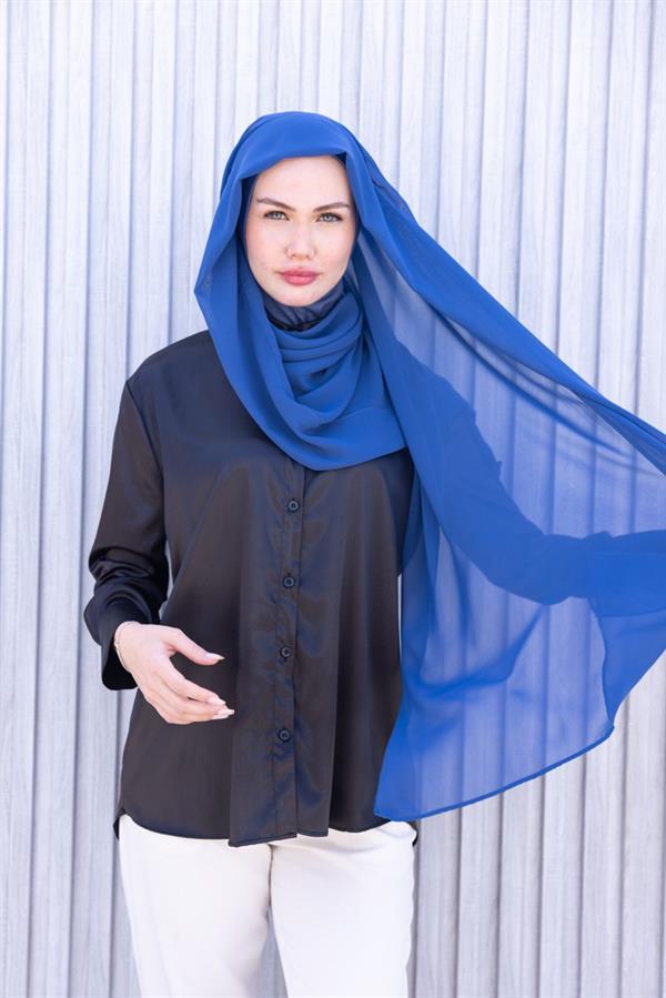 Sayra Shawl Kadın Mavi Boneli Şal