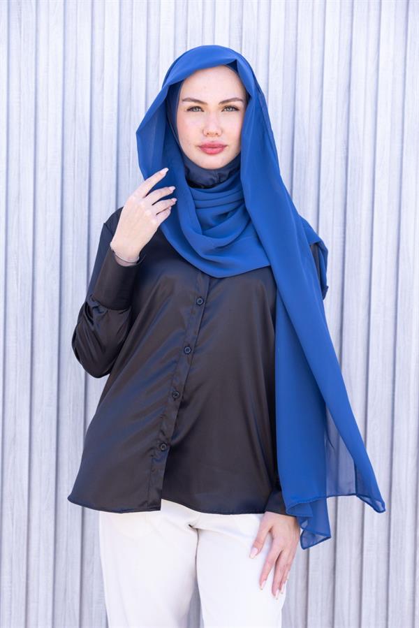 Sayra Shawl Kadın Mavi Boneli Şal