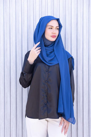 Sayra Shawl Kadın Mavi Boneli Şal