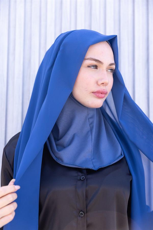 Sayra Shawl Kadın Mavi Boneli Şal