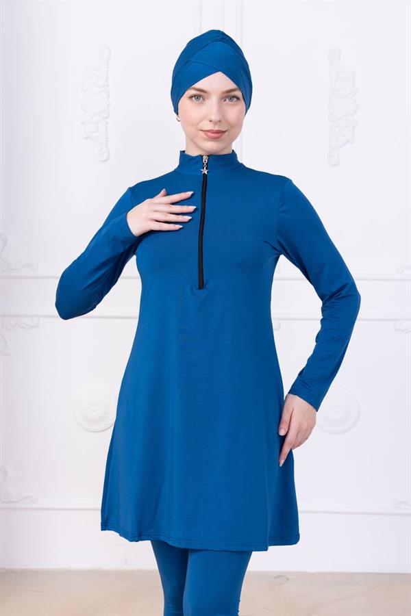 Sayra Shawl Petrol Mavi Tesettür Mayo