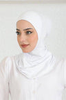 Sayra Shawl Yeni Nesil Boyunluklu Beyaz Bone SYR004