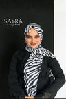 Zebra Desenli  Çıtçıtlı Şal