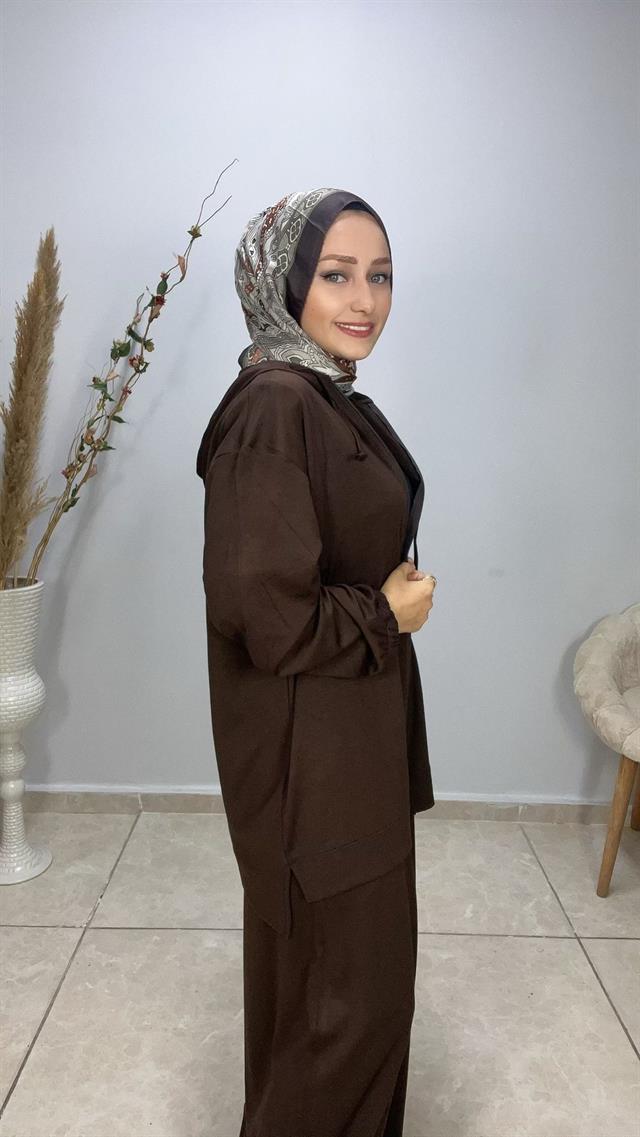Sayra Shawl Zeynep Takım Kahverengi