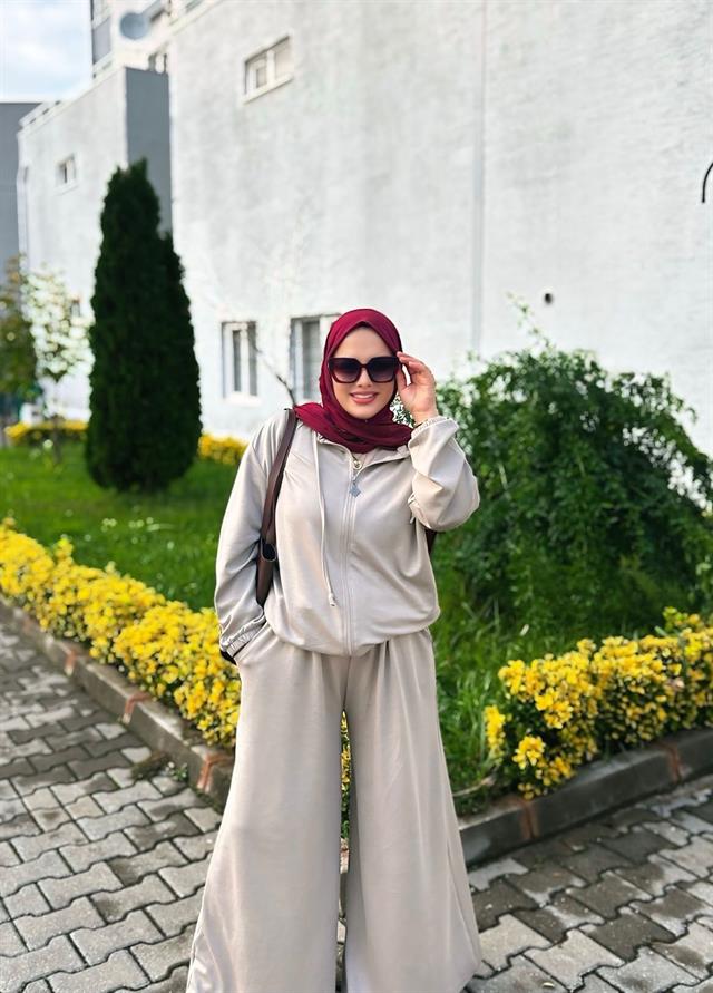 Sayra Shawl Zeynep Takım Krem