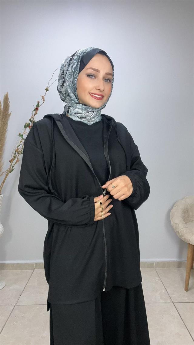 Sayra Shawl Zeynep Takım Siyah