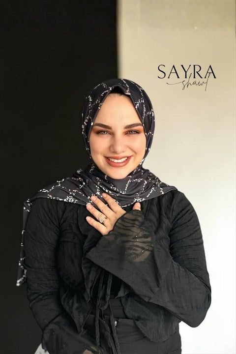 Sayra Shawl Zincir Desenli Kadın Çıtçıtlı Şal