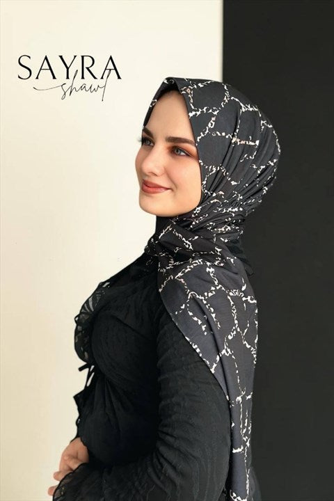 Sayra Shawl Zincir Desenli Kadın Çıtçıtlı Şal