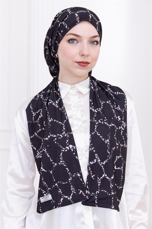 Sayra Shawl Zincir Desenli Kadın Çıtçıtlı Şal