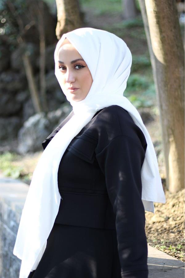 Sayra Shawl Kadın Beyaz Krep Şal