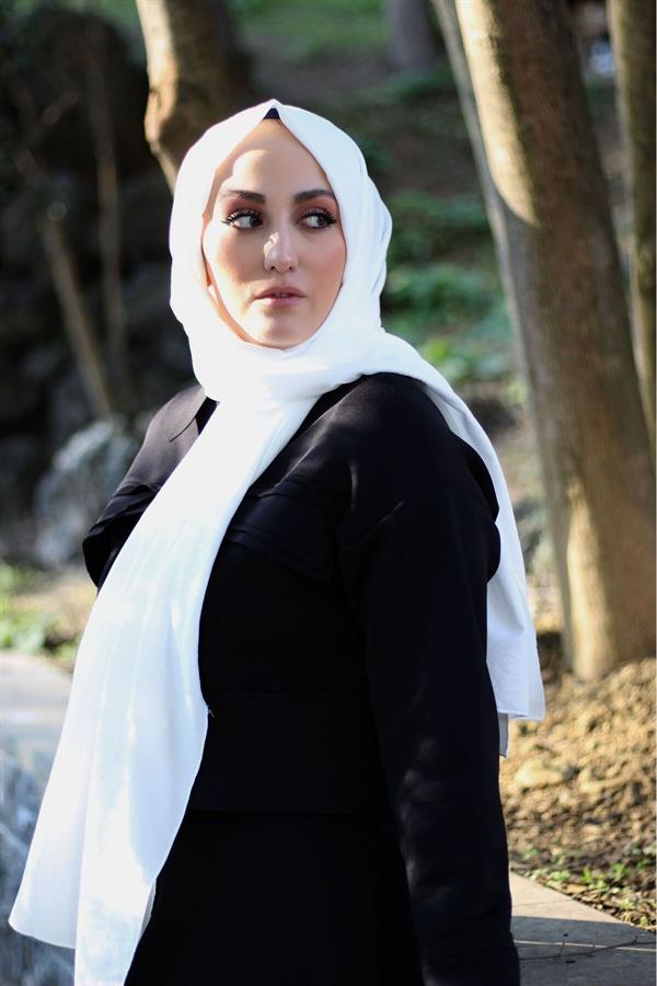 Sayra Shawl Kadın Beyaz Krep Şal
