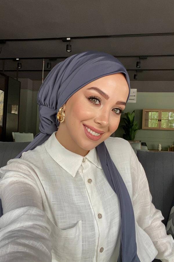 Sayra Shawl Kadın Füme Çıtçıtlı Hazır Şal SYR002