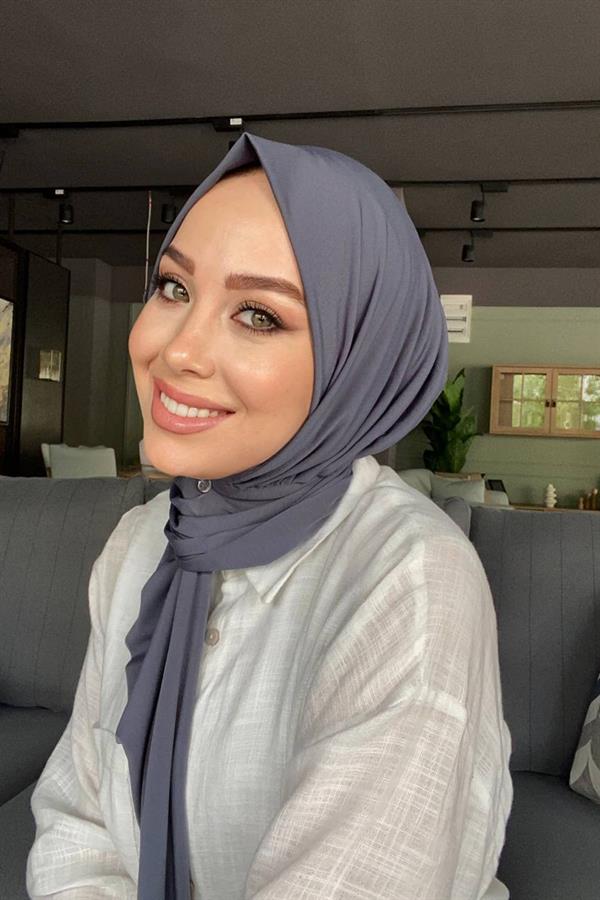Sayra Shawl Kadın Füme Çıtçıtlı Hazır Şal SYR002
