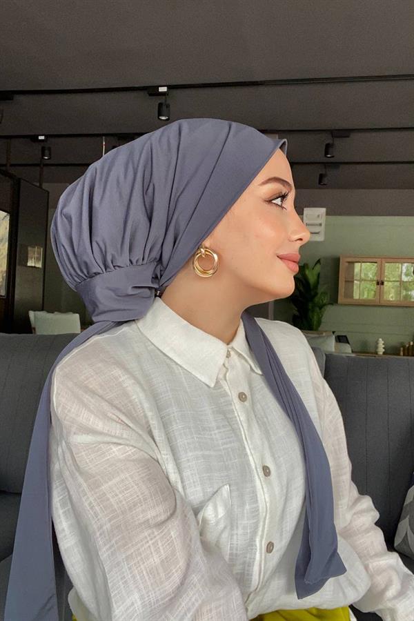 Sayra Shawl Kadın Füme Çıtçıtlı Hazır Şal SYR002