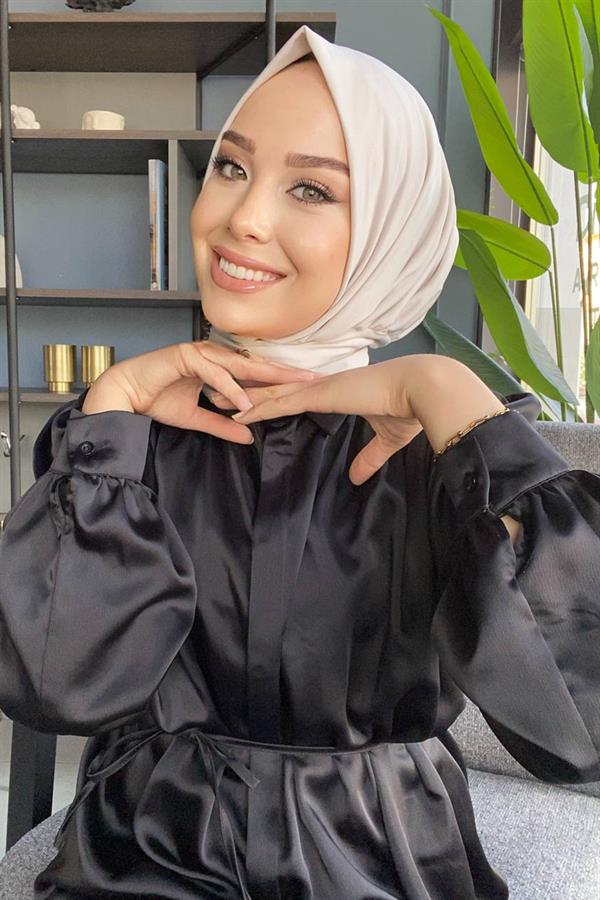 Sayra Shawl Sandy Kumaş Krem Rengi Çıtçıtlı Şal
