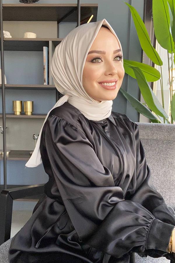Sayra Shawl Sandy Kumaş Krem Rengi Çıtçıtlı Şal
