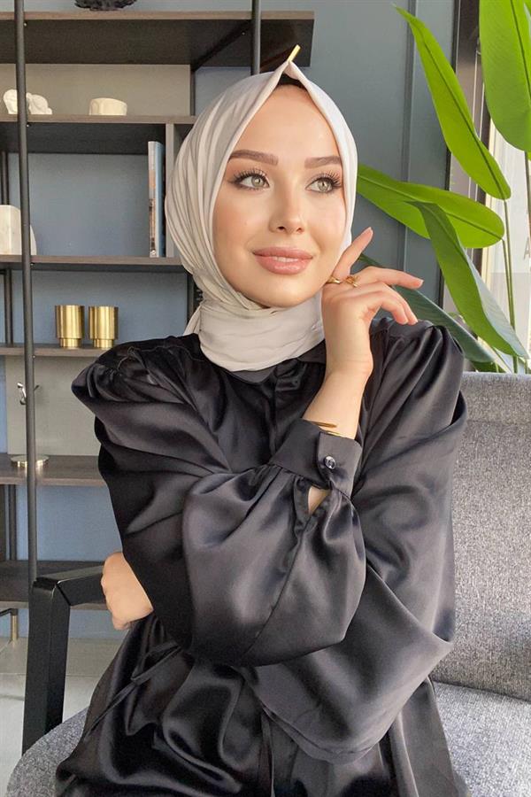 Sayra Shawl Sandy Kumaş Krem Rengi Çıtçıtlı Şal