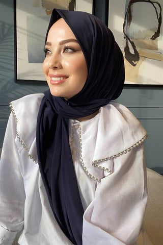 Sayra Shawl Lacivert Çıtçıtlı Hazır Şal SYR002