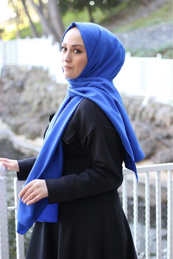 Sayra Shawl Kadın Mavi Krep Şal