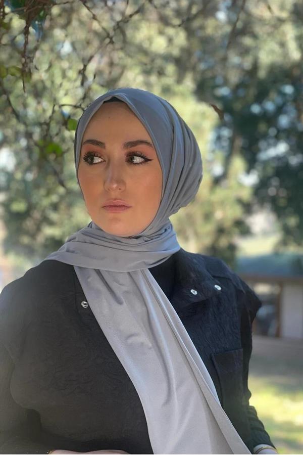 Sayra Shawl Gri İthal Sandy Kumaş Çıtçıtlı Hazır Şal SYR006