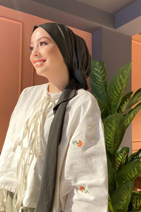 Sayra Shawl Haki Yeşil Hazır Şal SYR002