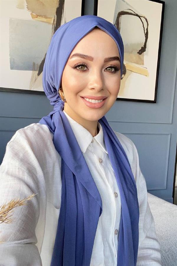 Sayra Shawl Kadın İndigo Sandy Kumaş Hazır Şal SYR002