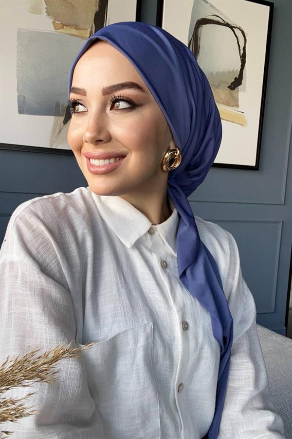 Sayra Shawl Kadın İndigo Sandy Kumaş Hazır Şal SYR002
