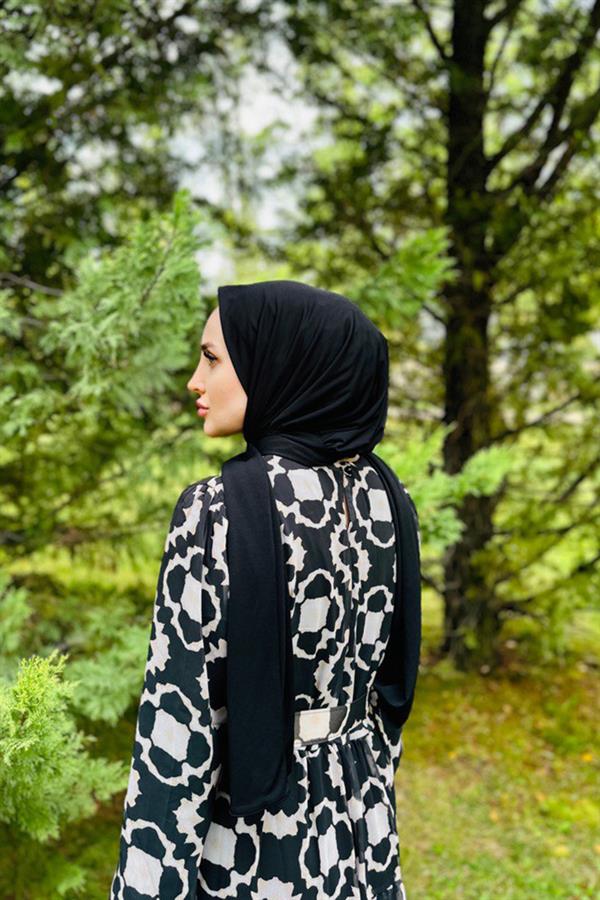 Sayra Shawl Siyah İthal Sandy Kumaş Çıtçıtlı Hazır Şal SYR006