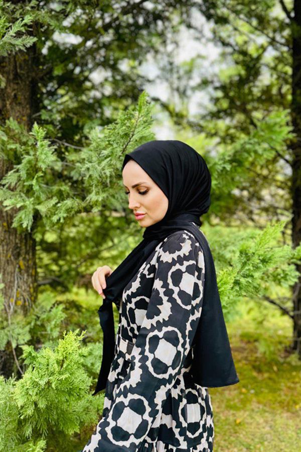 Sayra Shawl Siyah İthal Sandy Kumaş Çıtçıtlı Hazır Şal SYR006