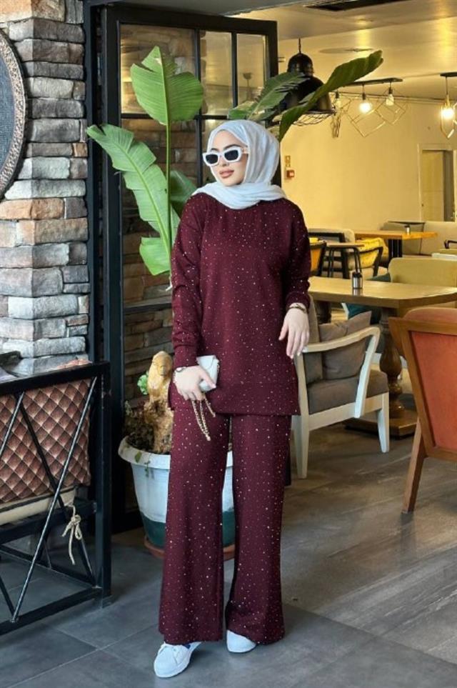 Salaş Kesim Tesettür 2'Li Takım BORDO