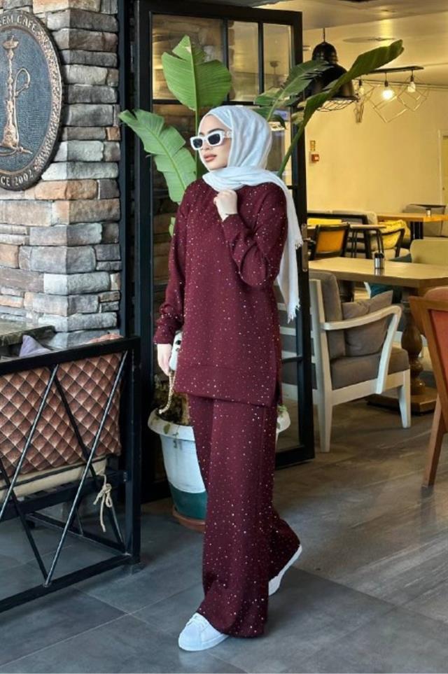 Salaş Kesim Tesettür 2'Li Takım BORDO