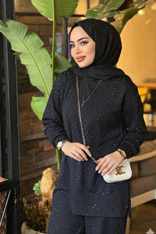 Salaş Kesim Tesettür 2'Li Takım SİYAH